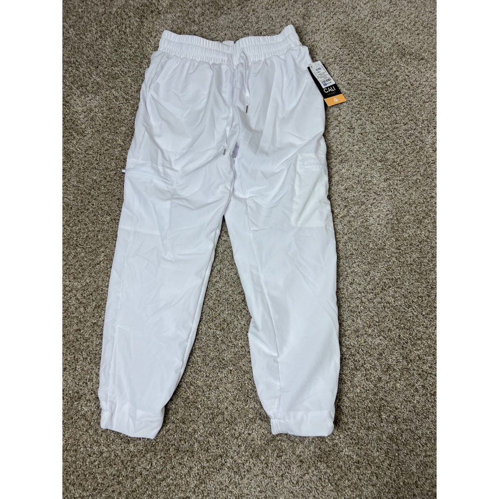 Cali Sport Women White Cargo Joggers Performance Activewear Pants SW-CS0266P M